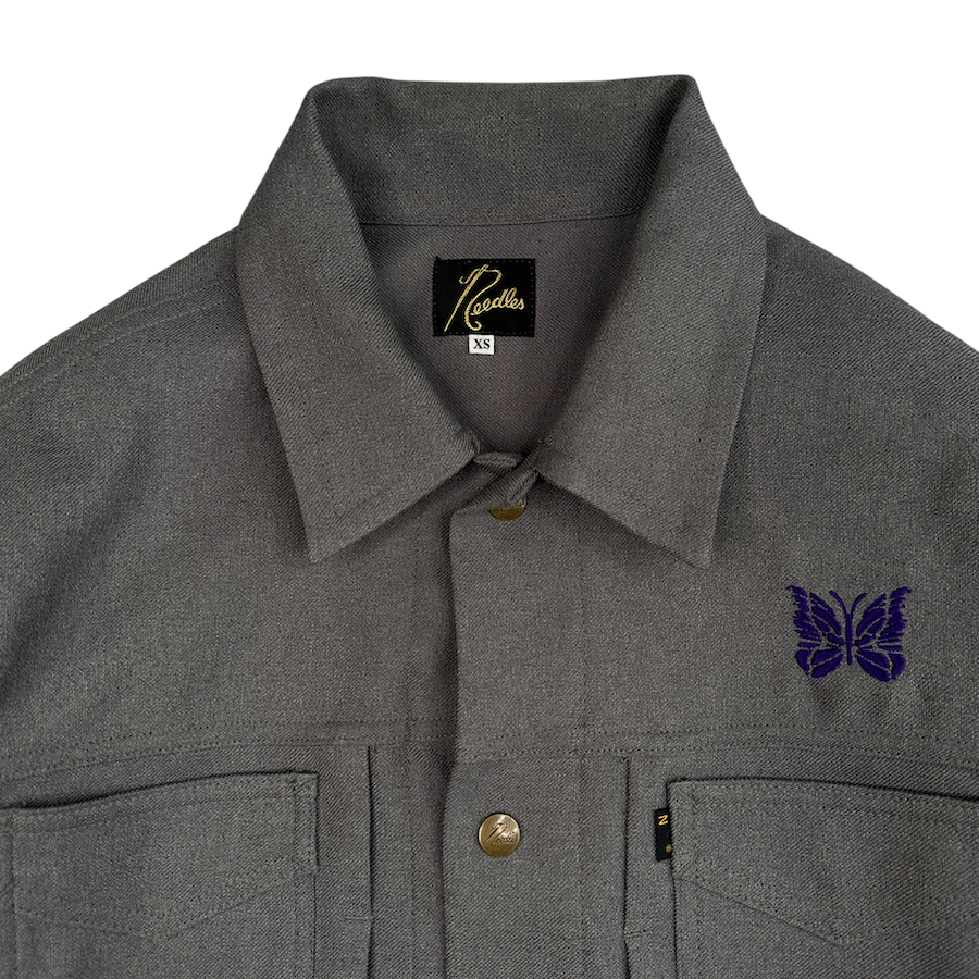 (XS) NEEDLES PENNY JEAN JACKET - GREY / PURPLE