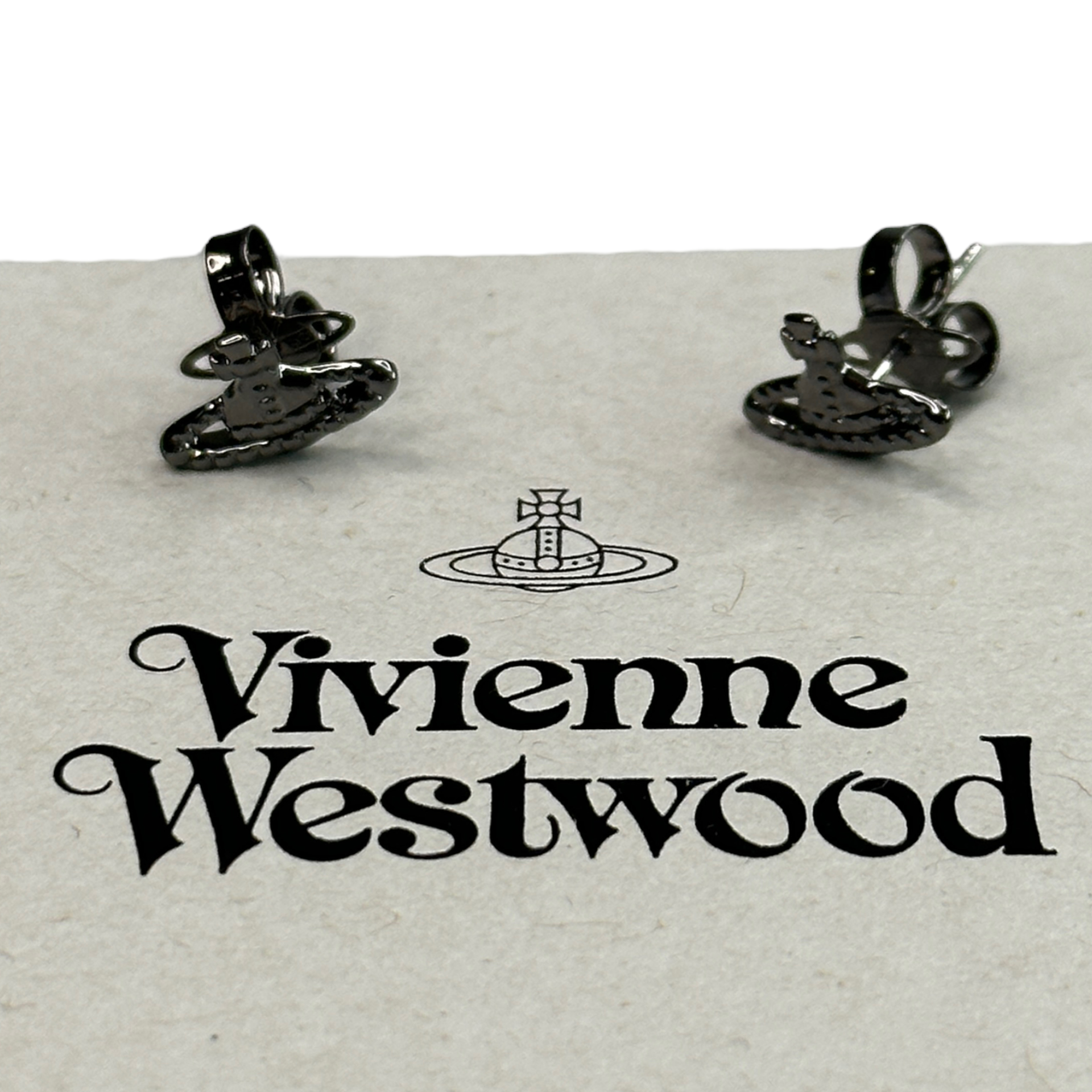 (NEW) VIVIENNE WESTWOOD FARAH STUD EARRINGS - RUTHENIUM (BRASS)