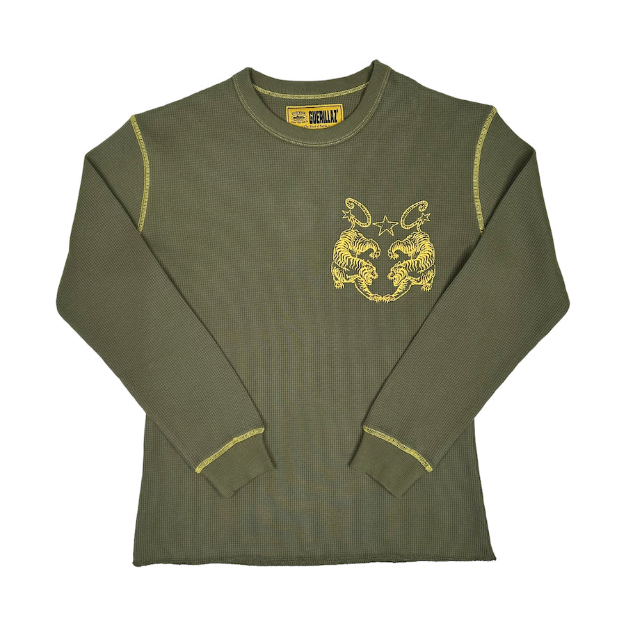 (NEW) CORTEIZ TIGER CONTRAST WAFFLE LONG SLEEVE GREEN