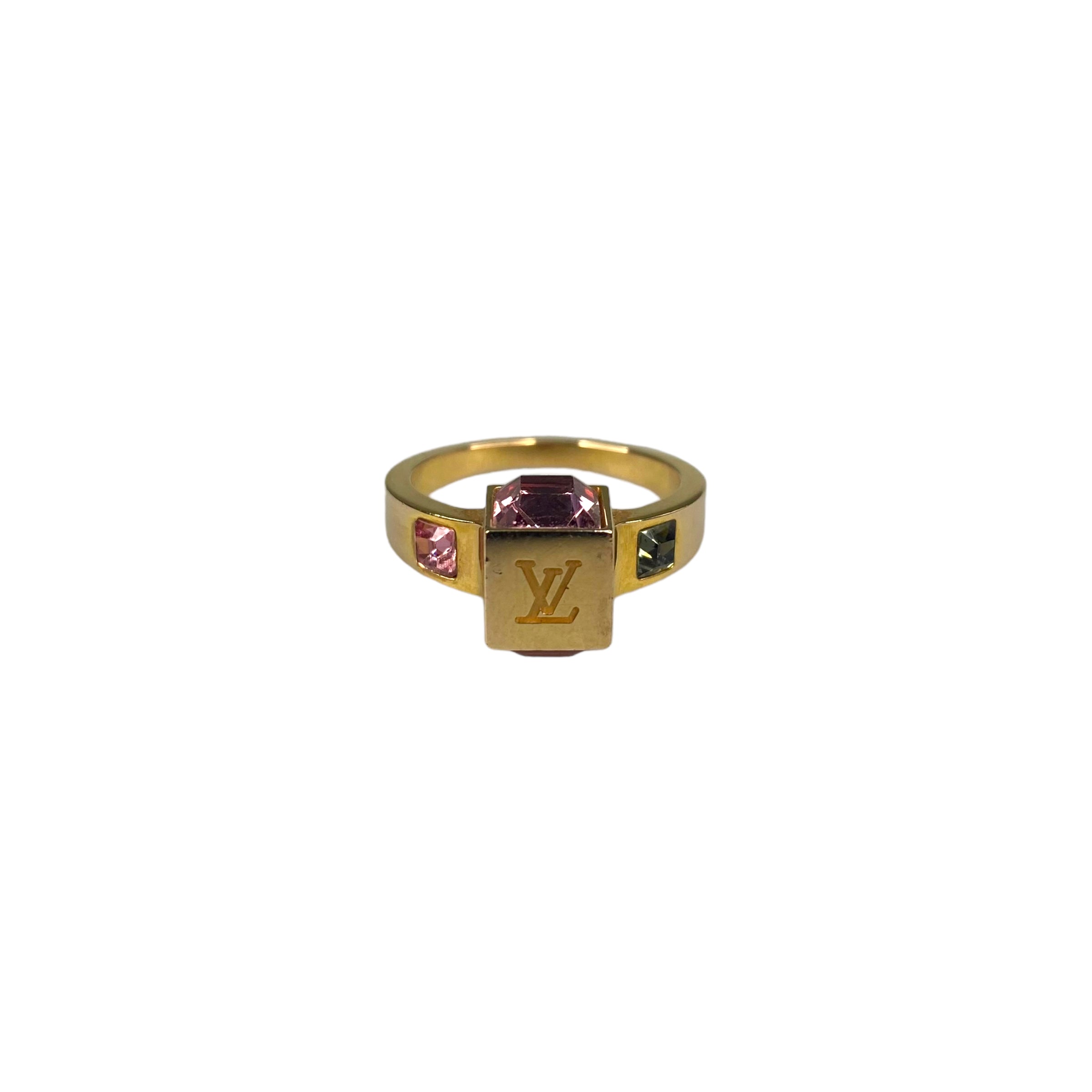 LOUIS VUITTON GOLD GAMBLE STONE RING - 3 COLOUR STONES