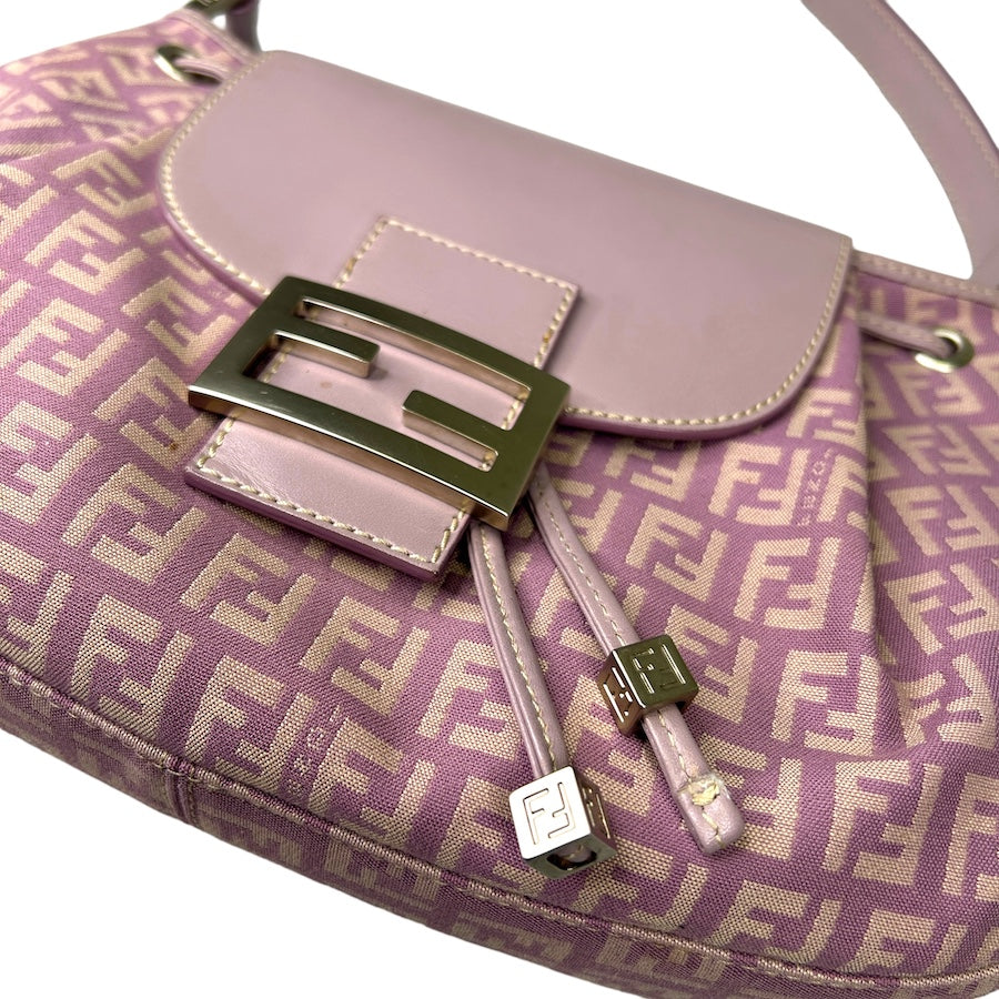 FENDI MONOGRAM CANVAS SHOULDER BAG - PURPLE