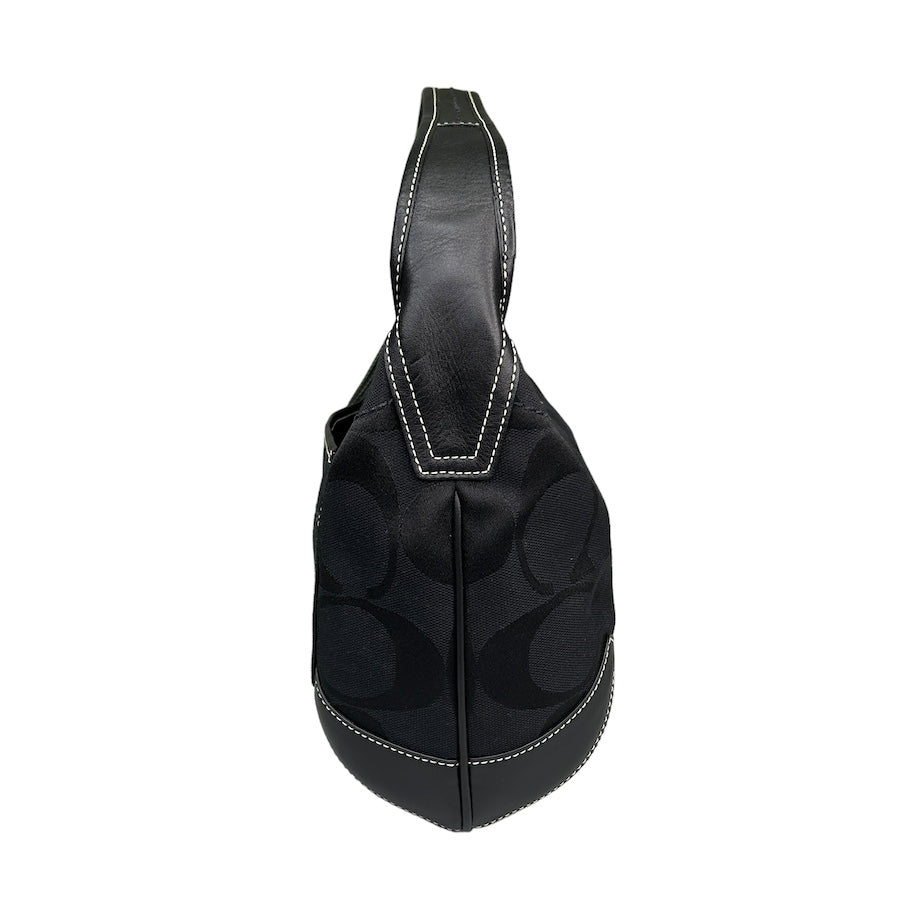 COACH BLACK SIGNATURE CANVAS SHOULDER BAG