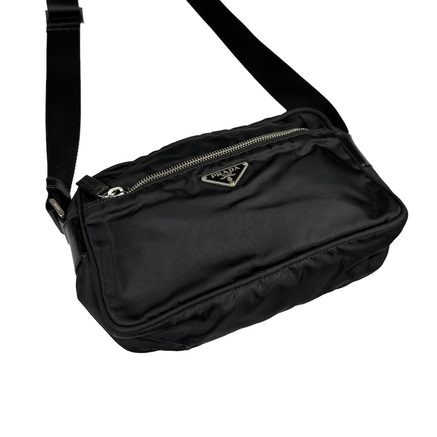 PRADA BLACK NYLON CAMERA CROSSBODY BAG