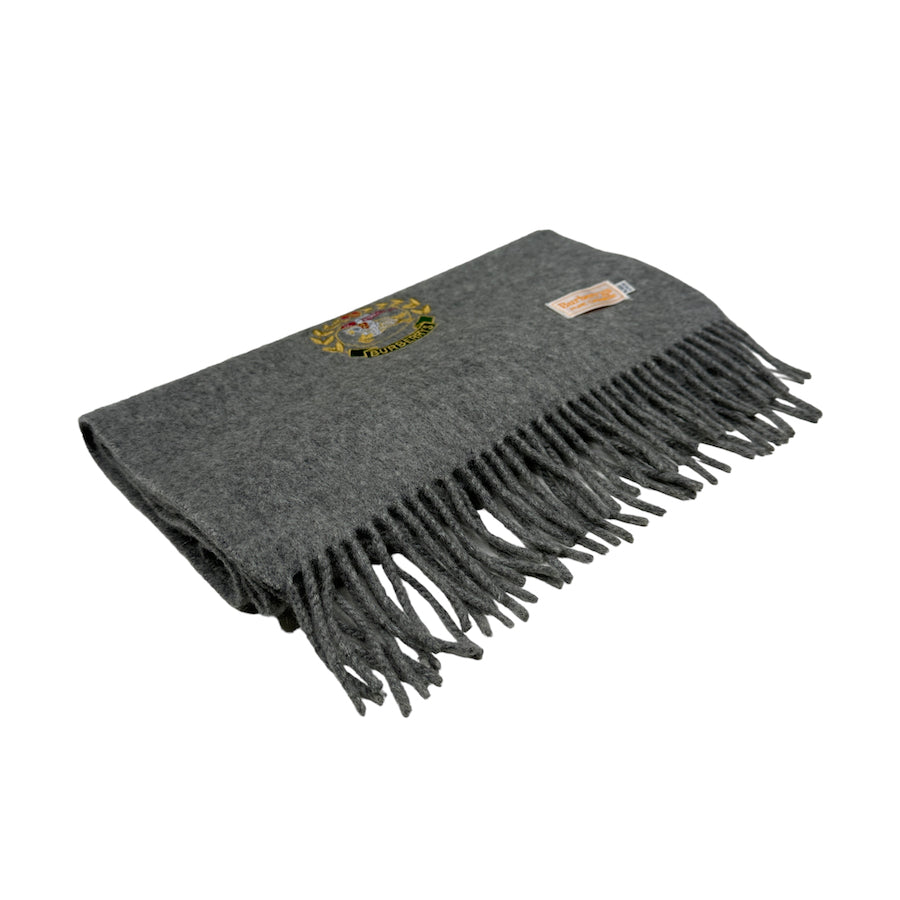 BURBERRY CASHMERE CREST LOGO SCARF - GREY