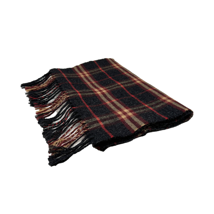 BURBERRY ALPACA CHECKERED SCARF - RED / GREY