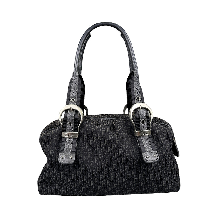 DIOR 2007 BLACK TROTTER CANVAS MINI BOSTON BAG