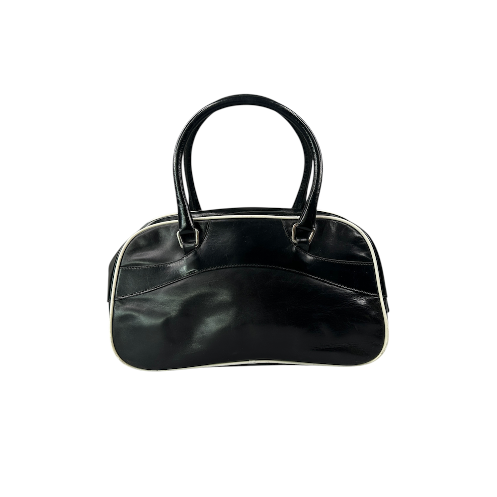 PRADA MINI LEATHER BOWLING BAG - BLACK
