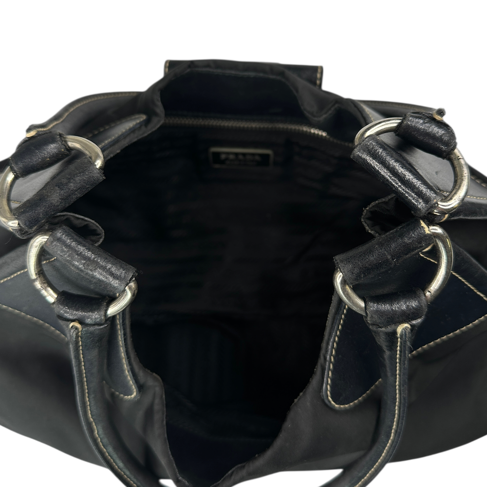 PRADA NYLON MOON SHOULDER BAG - BLACK