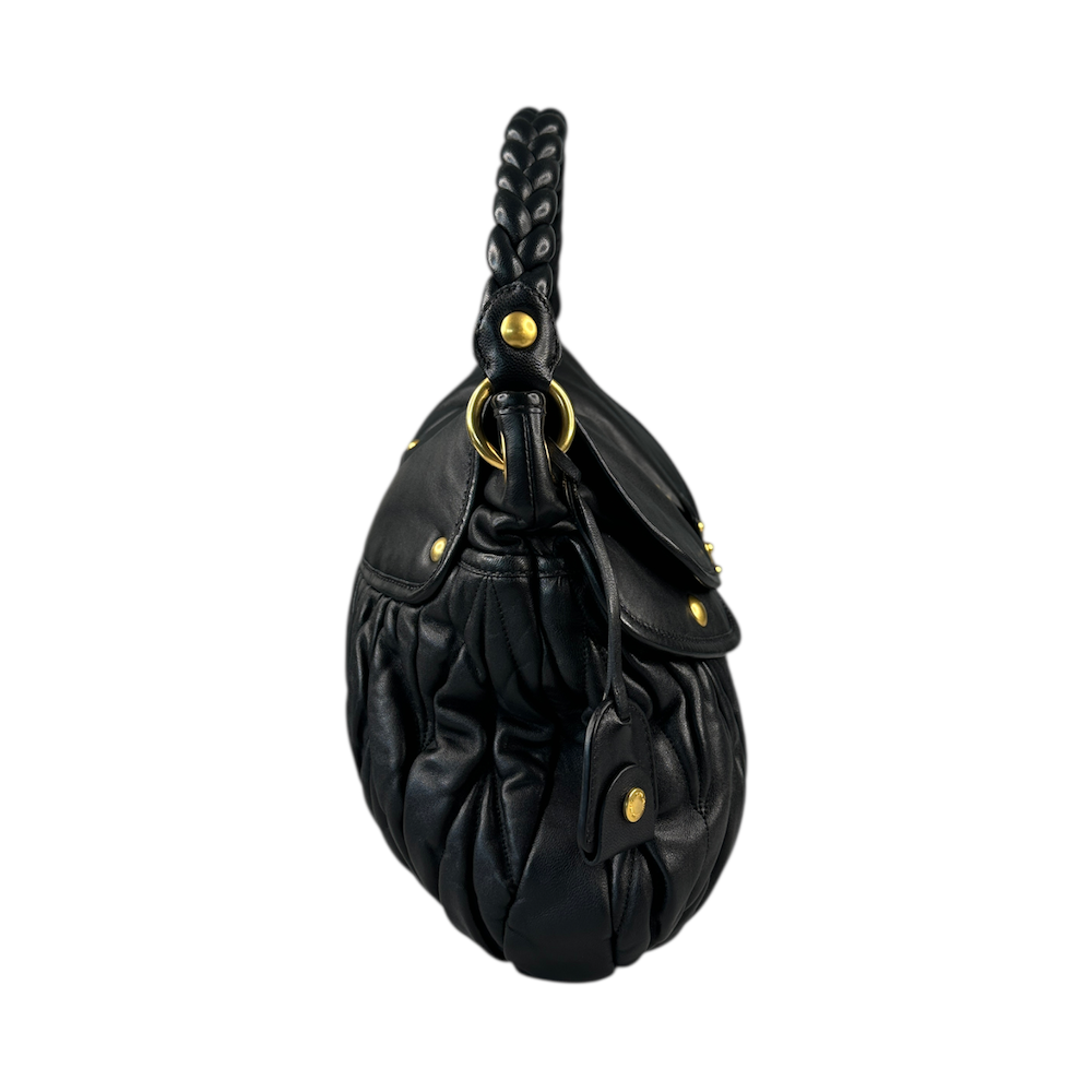 MIU MIU MATELASSE SHOULDER BAG - BLACK