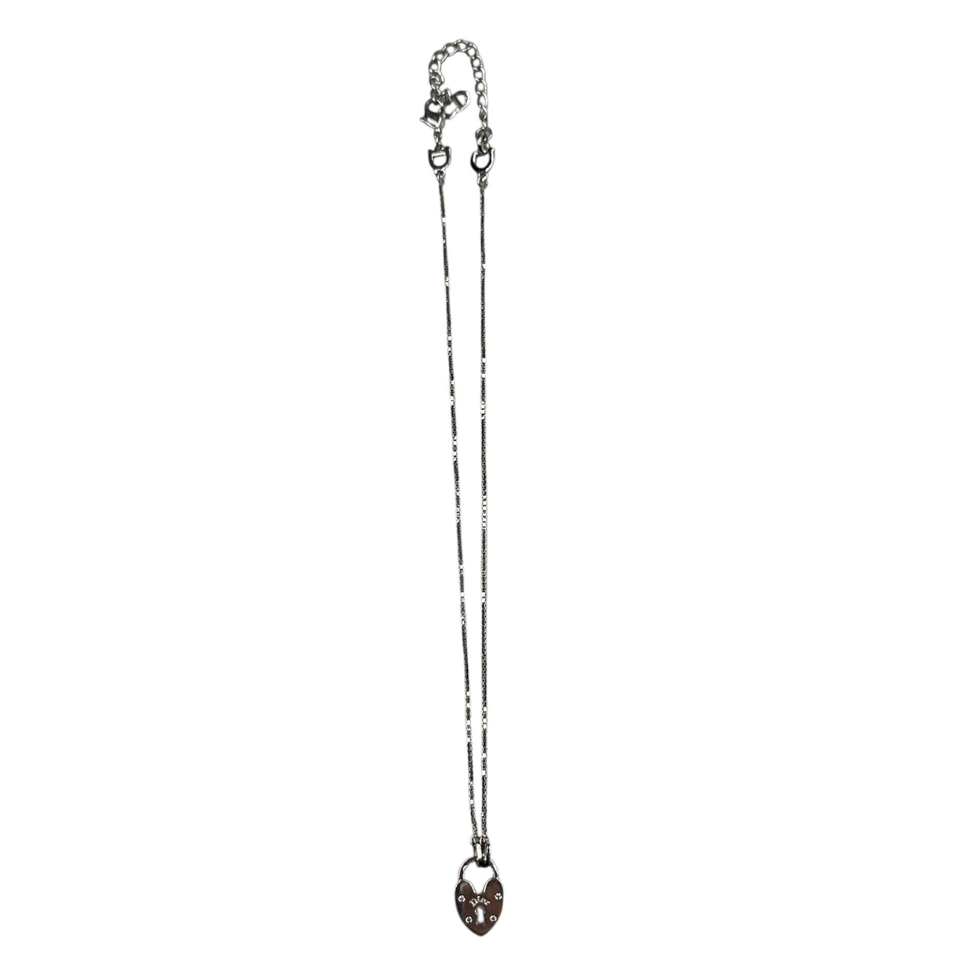 DIOR HEART-PADLOCK PENDANT NECKLACE