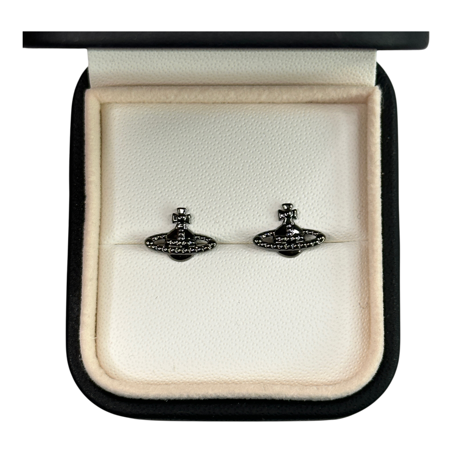 (NEW) VIVIENNE WESTWOOD FARAH STUD EARRINGS - RUTHENIUM (BRASS)