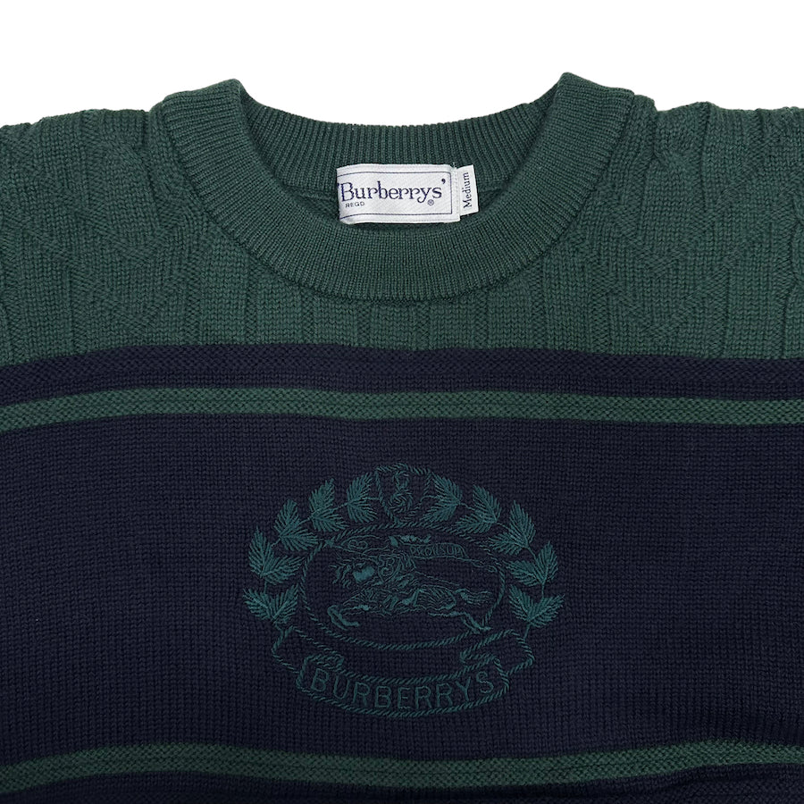 BURBERRY GREEN/NAVY KNIT SWEATER