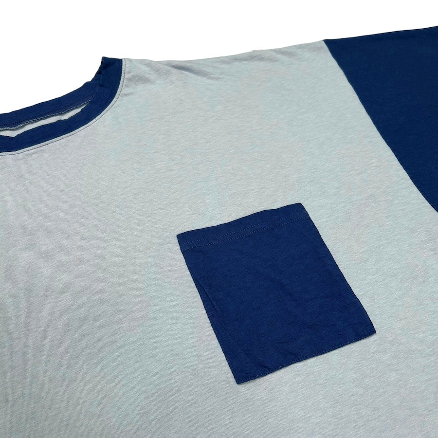 KAPITAL TWO TONE BIG TEE W/ POCKET BLUE