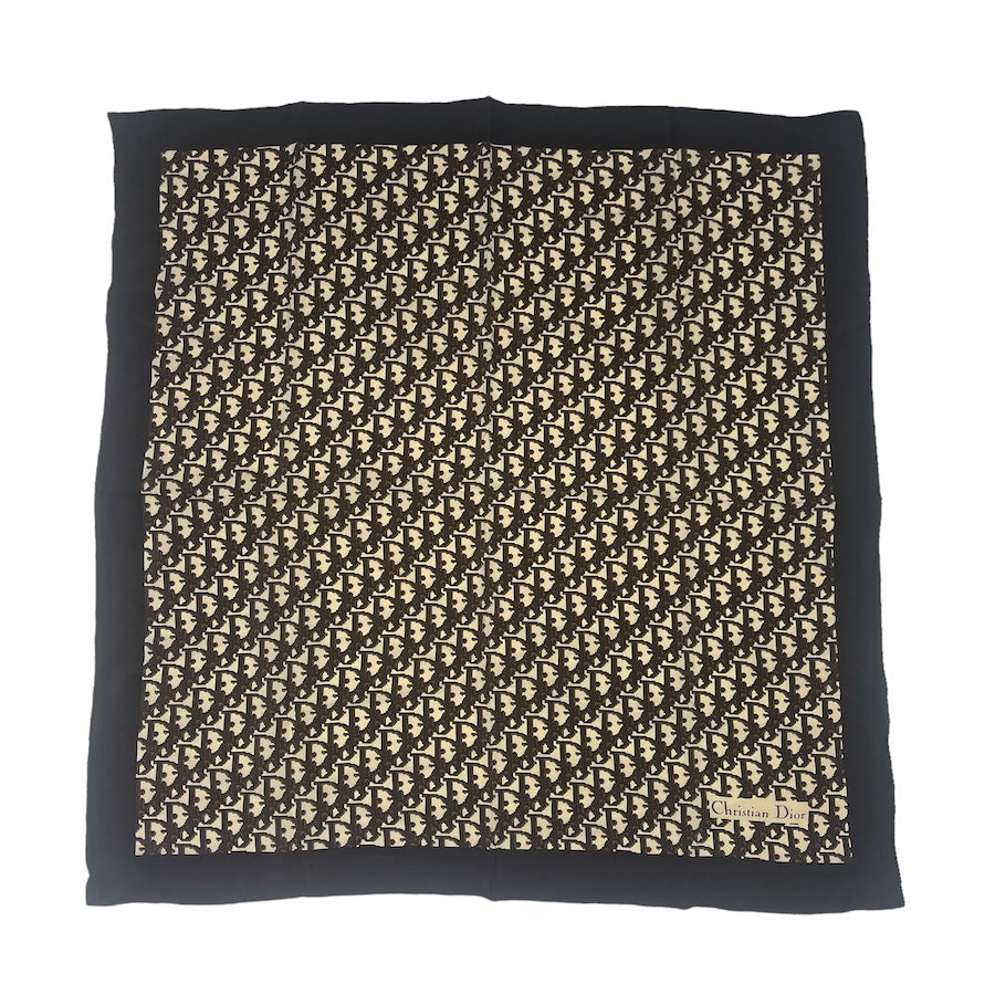 DIOR DARK BROWN/BEIGE SILK SCARF