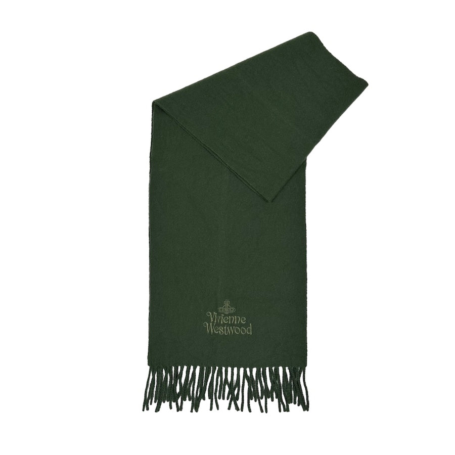 VIVIENNE WESTWOOD LOGO EMBROIDERED SCARF - GREEN