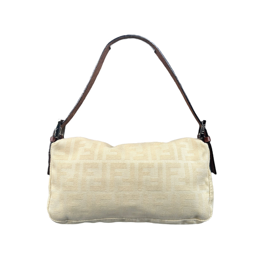 FENDI CREAM ZUCCA CANVAS BAGUETTE BAG