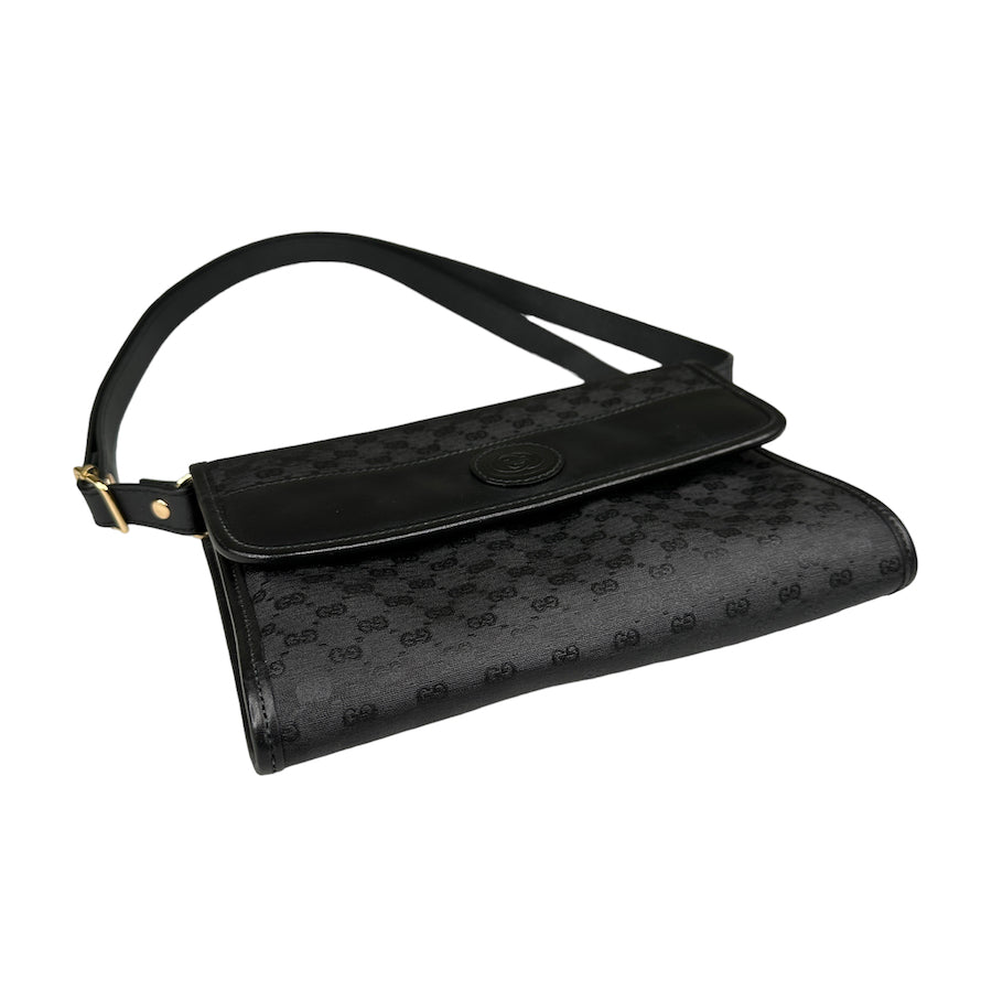 GUCCI GG MONOGRAM COATED CANVAS CLUTCH W/ REPLACEMENT STRAP