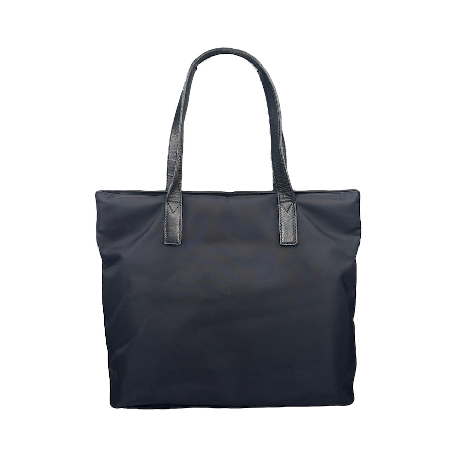 FENDI BLACK NYLON / LEATHER TOTE BAG