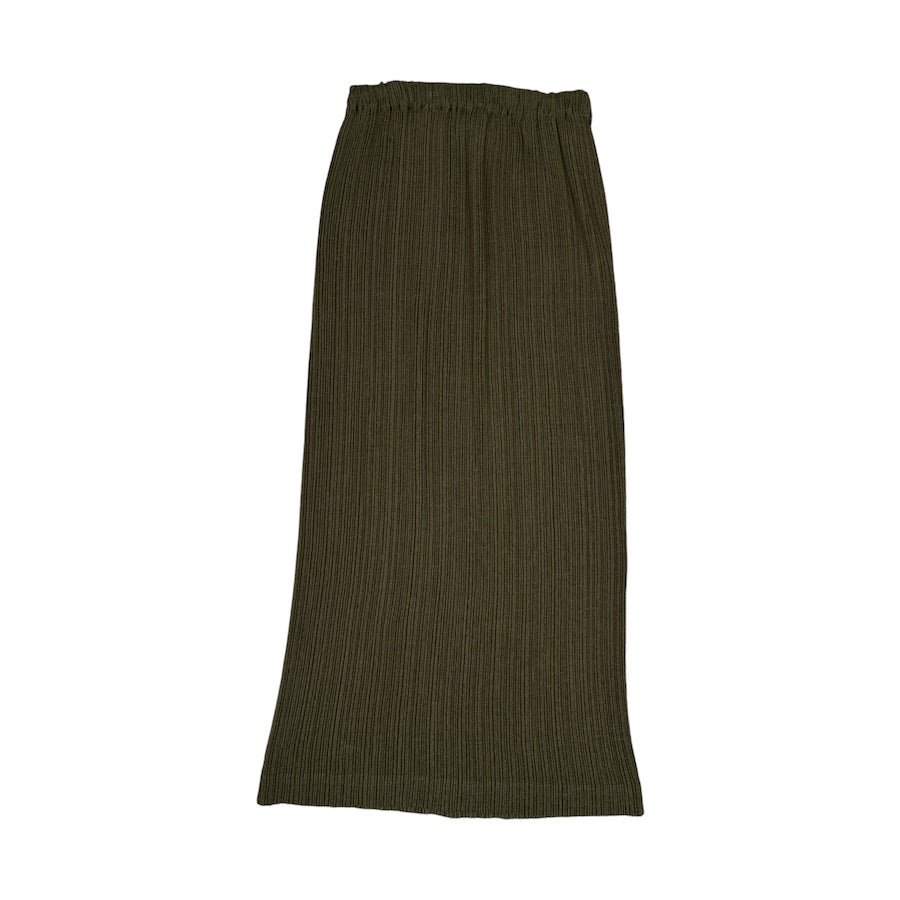 ISSEY MIYAKE GREEN PLEATED MAXI SKIRT