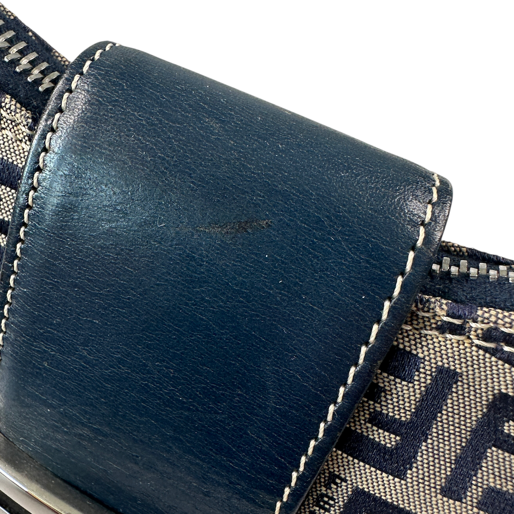FENDI ZUCCHINO CANVAS CRESCENT BAG - NAVY/GREY