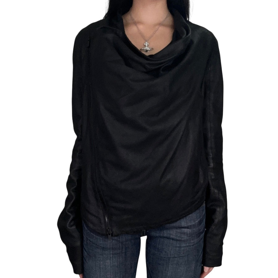 HELMUT LANG SHEEP LEATHER ASYMMETRICAL JACKET