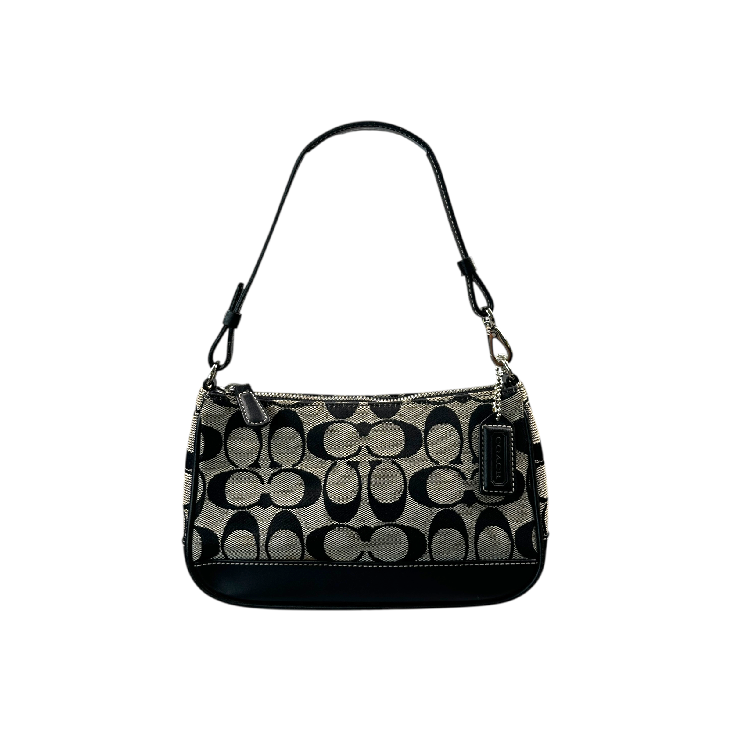 COACH SIGNATURE CANVAS DEMI POCHETTE BAG - DARK NAVY/GREY