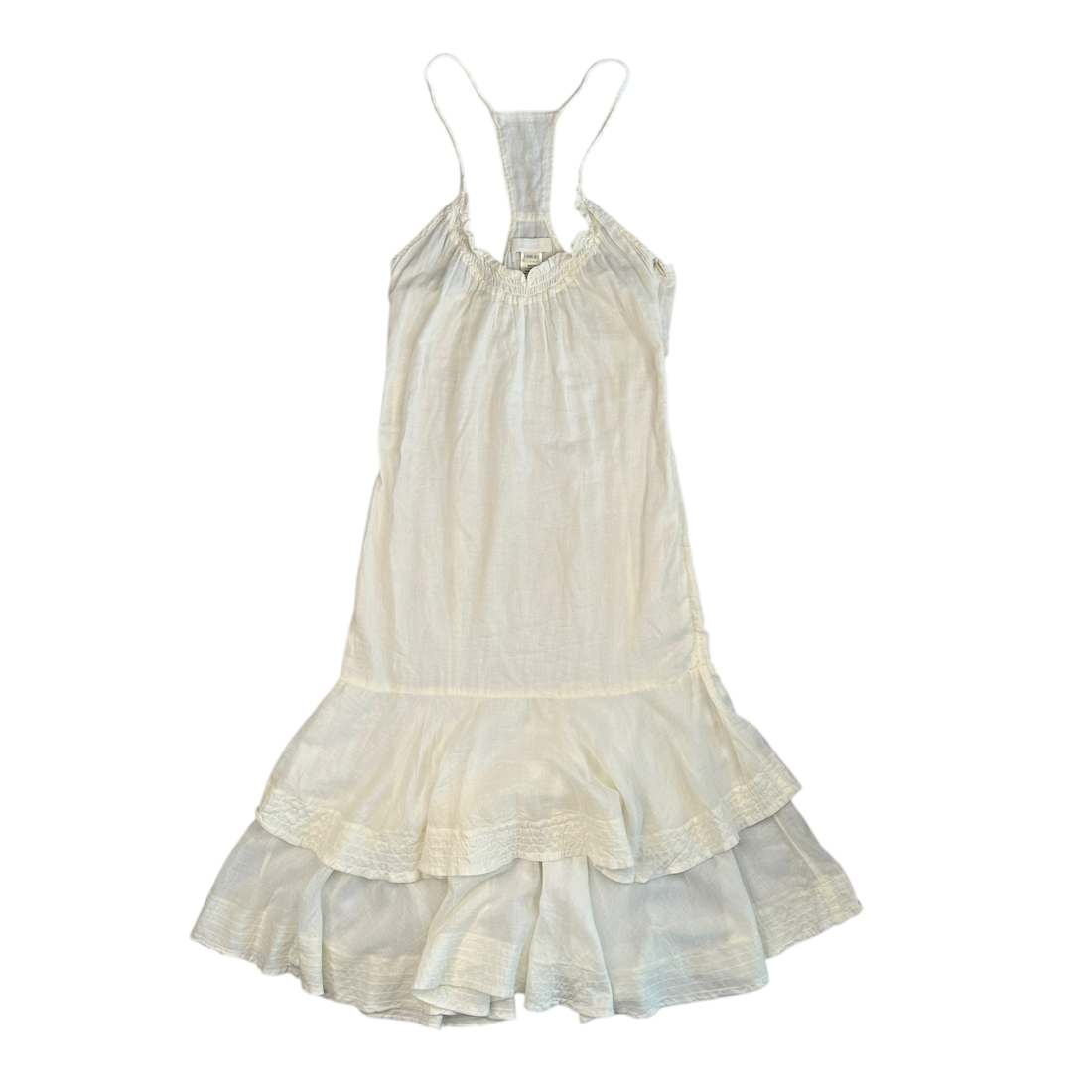 (S) DIESEL SHIRRING & FLOUNCE DETAIL CAMI DRESS - WHITE