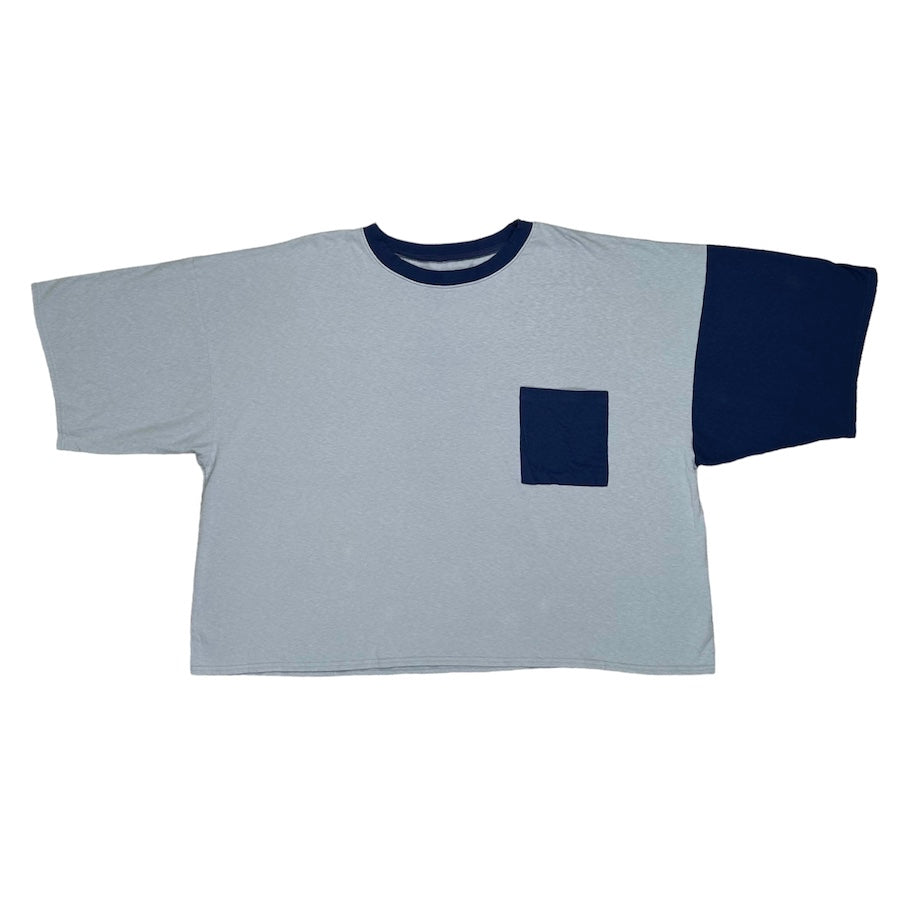 KAPITAL TWO TONE BIG TEE W/ POCKET BLUE