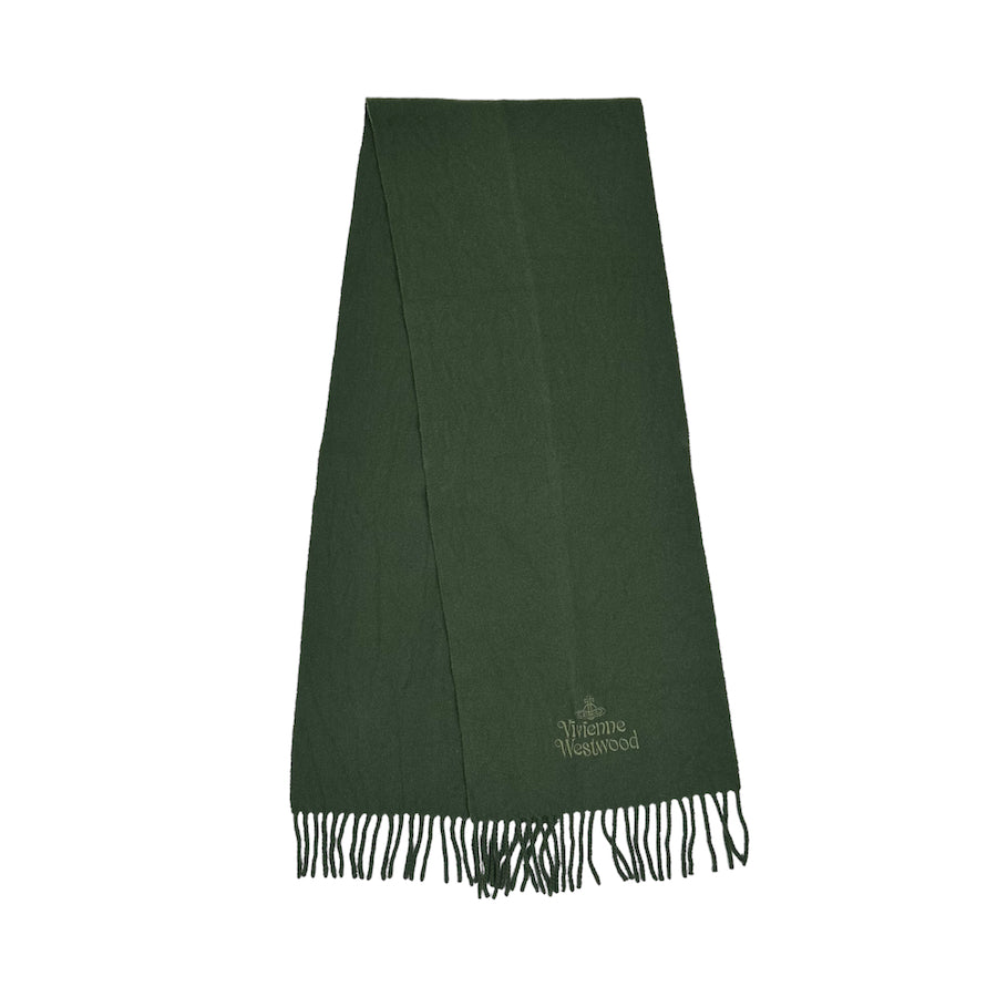 VIVIENNE WESTWOOD LOGO EMBROIDERED SCARF - GREEN