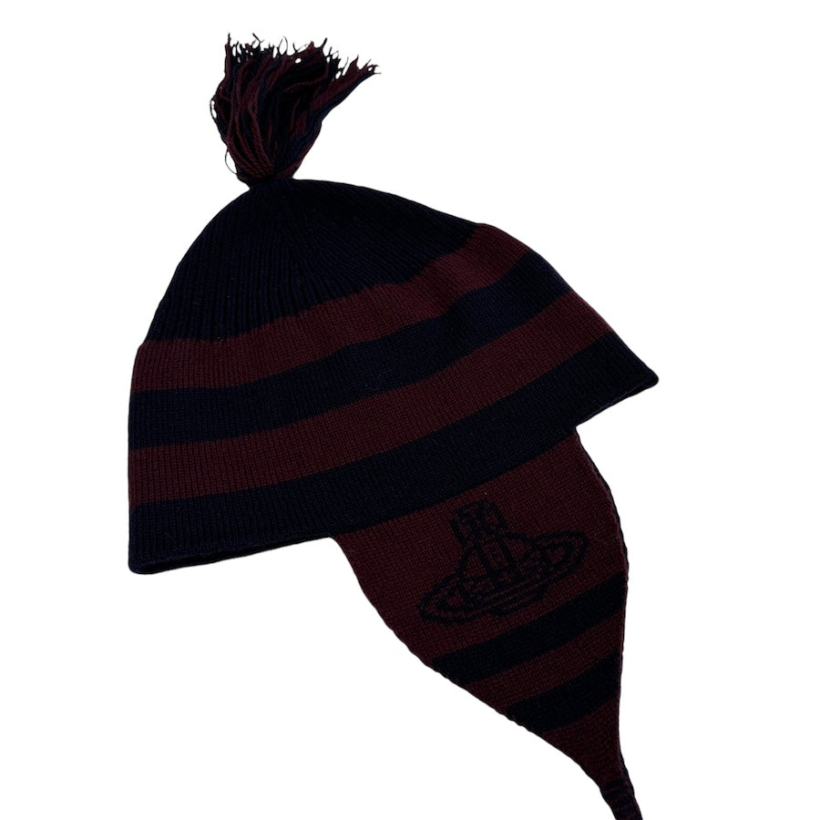 (BRAND NEW) VIVIENNE WESTWOOD BURGUNDY/NAVY TASSEL BEANIE