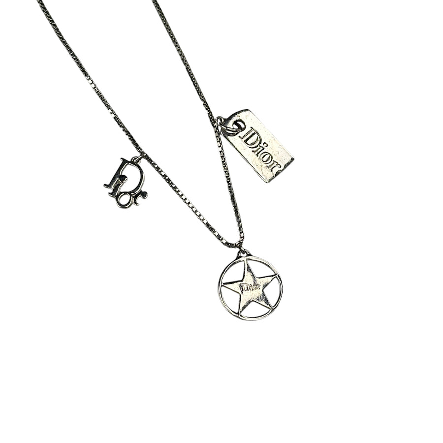 DIOR THREE-PENDANT NECKLACE - SILVER PLATED