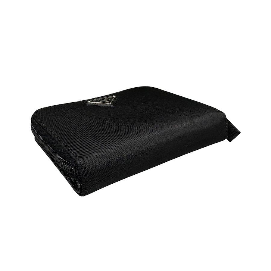 PRADA BLACK NYLON ZIP-AROUND WALLET