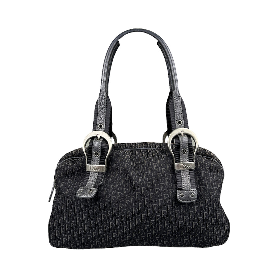 DIOR 2007 BLACK TROTTER CANVAS MINI BOSTON BAG