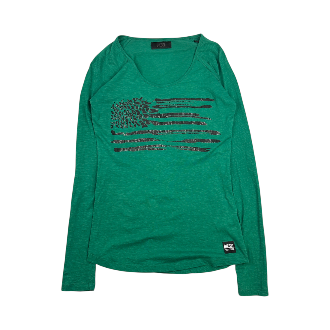 (XS) DIESEL FLAG LONG SLEEVE TOP - GREEN