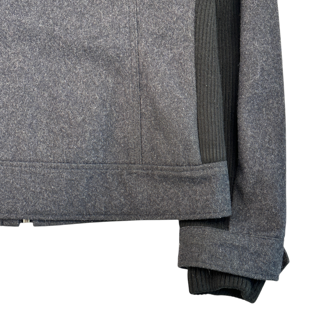 (M) SEMANTIC DESIGN WOOL-BLEND DOUBLE ZIP JACKET - GREY
