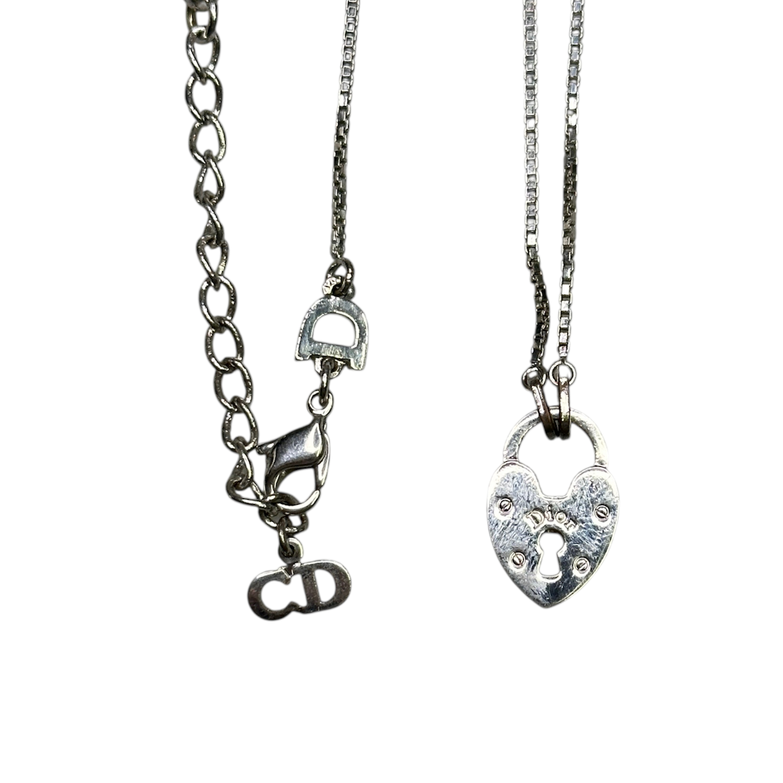 DIOR PADLOCK NECKLACE - SILVER PLATED
