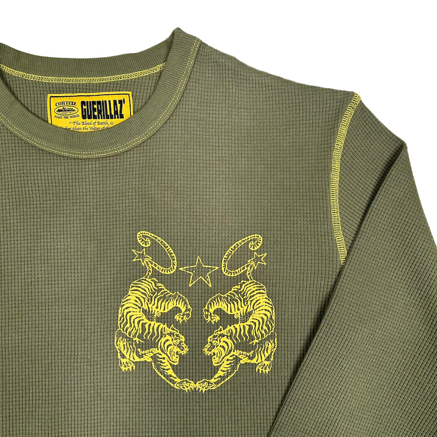 (NEW) CORTEIZ TIGER CONTRAST WAFFLE LONG SLEEVE GREEN