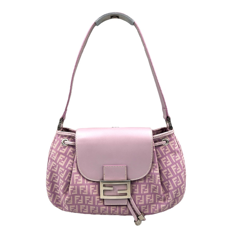 FENDI MONOGRAM CANVAS SHOULDER BAG - PURPLE