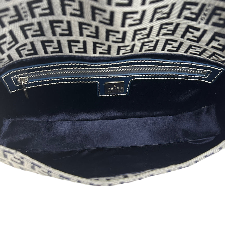 FENDI NAVY / GREY ZUCCHINO CANVAS BAGUETTE BAG