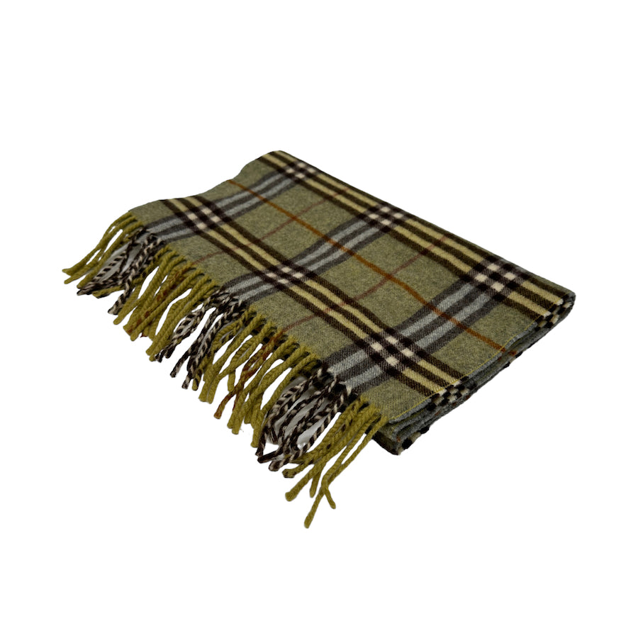 BURBERRY GREEN / BROWN / ORANGE LAMBSWOOL SCARF