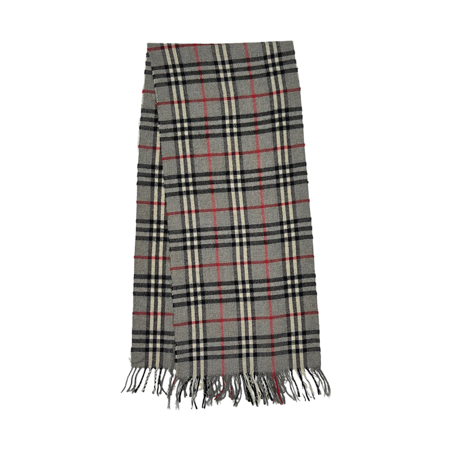 BURBERRY CASHMERE GREY CHECKERED SCARF