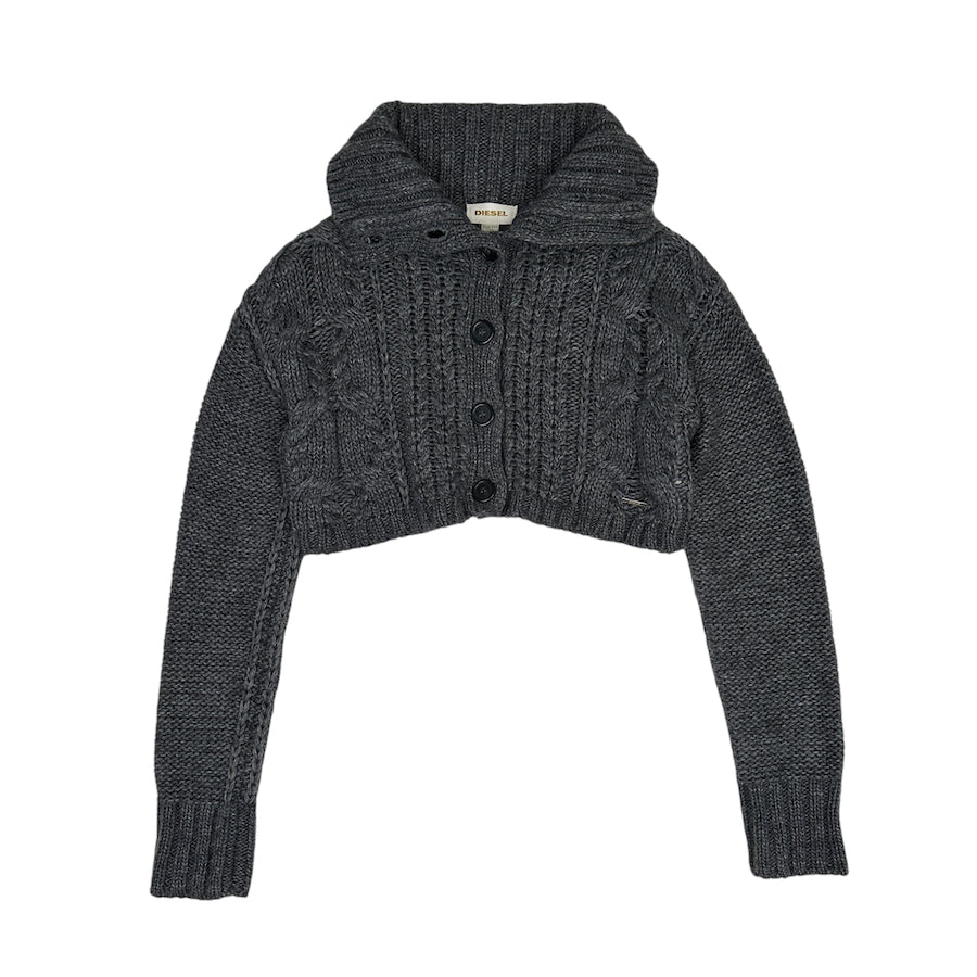 DIESEL GREY CROPPED CARDIGAN