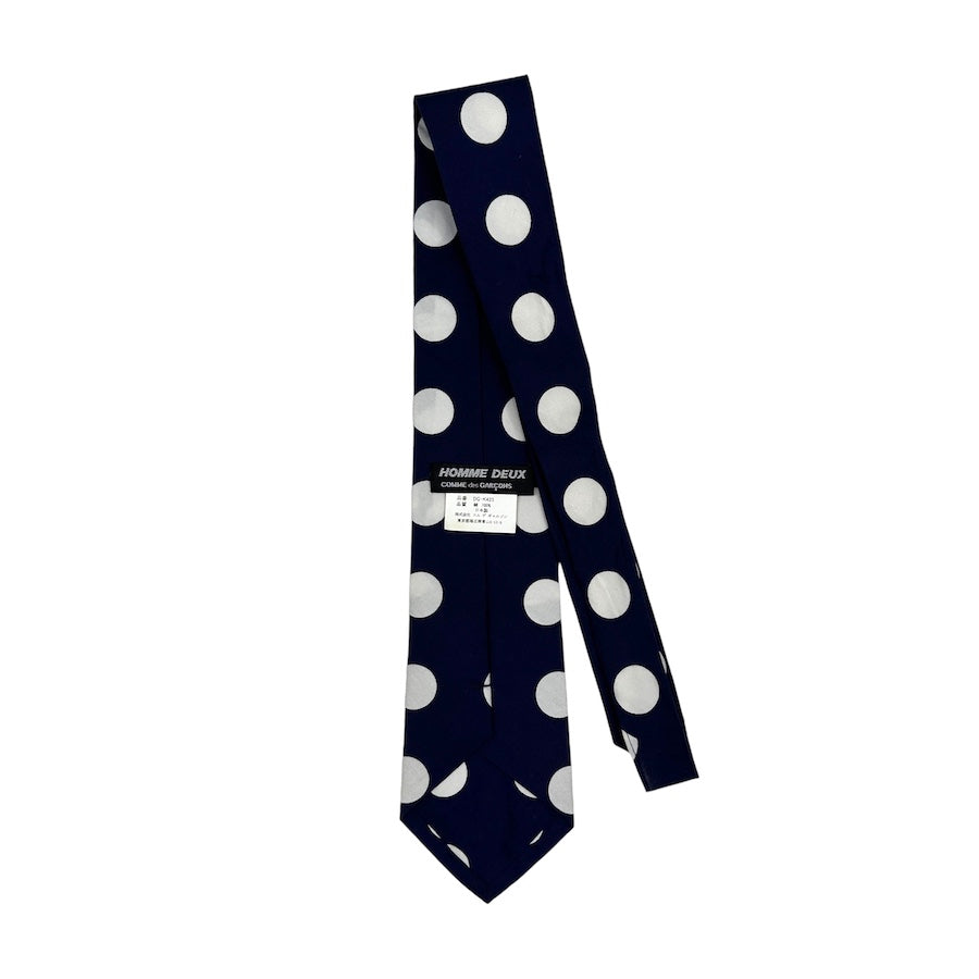 COMME DES GARÇONS HOMME DUEX POLKA DOT TIE - BLUE / WHITE