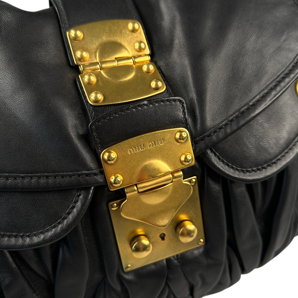 MIU MIU MATELASSE SHOULDER BAG - BLACK