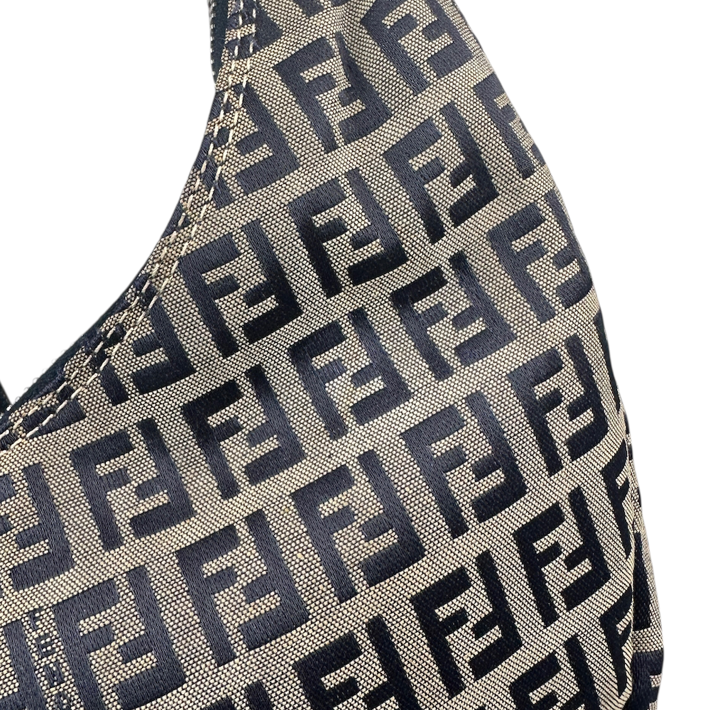 FENDI ZUCCHINO CANVAS CRESCENT BAG - NAVY/GREY