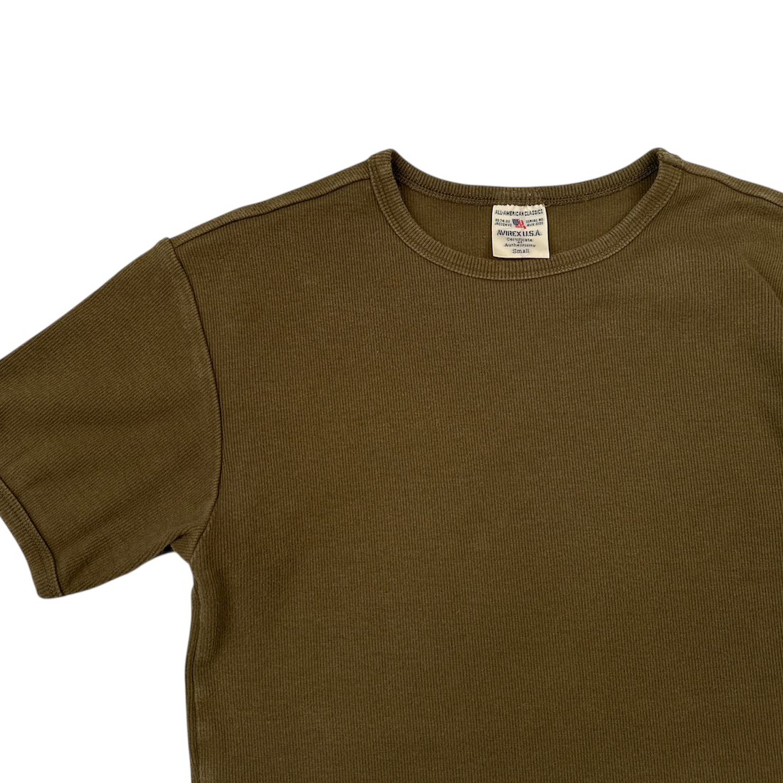 (S) AVIREX RIBBED T-SHIRT - OLIVE