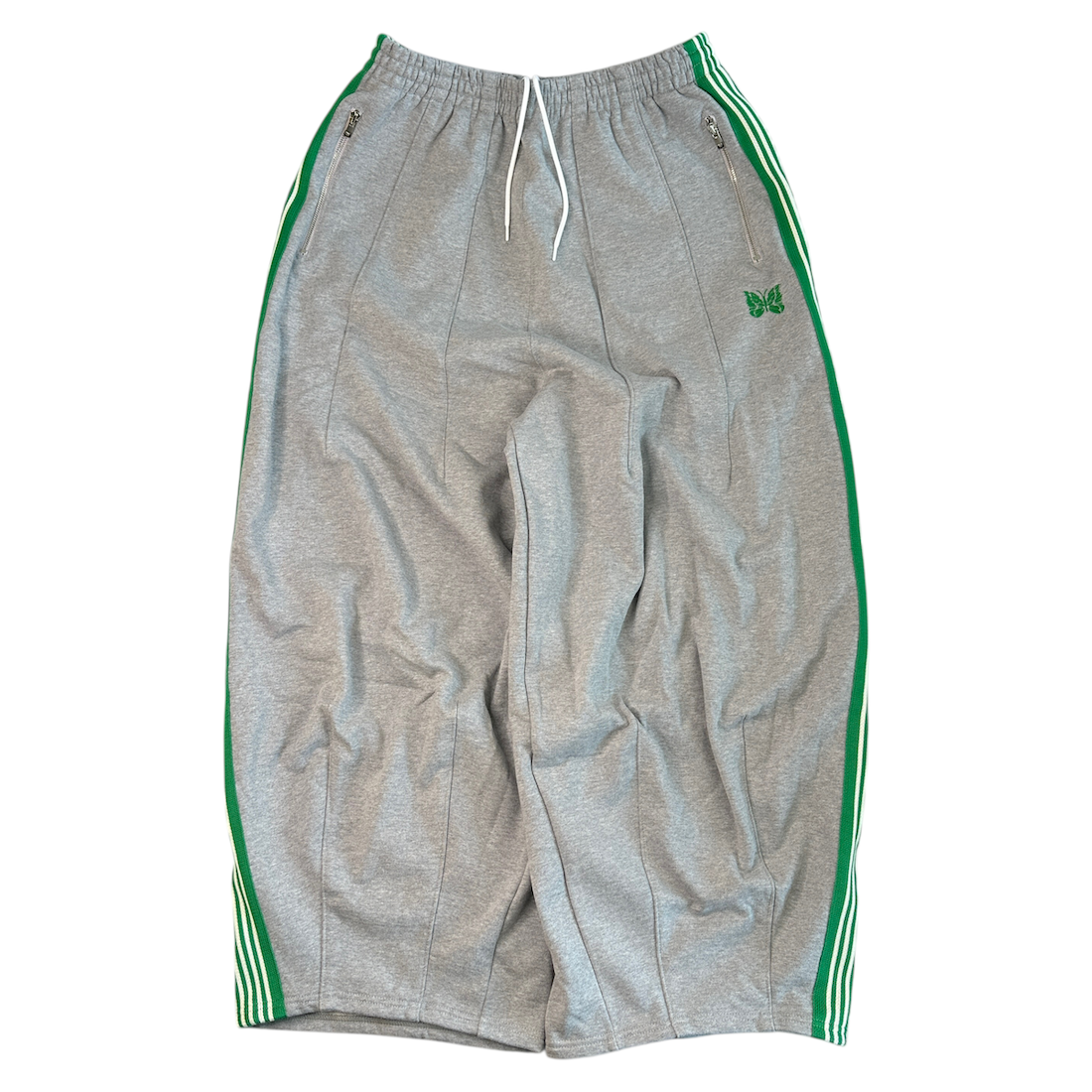 (NEW) NEEDLES H.D. COTTON JERSEY TRACK PANTS - GREY/GREEN