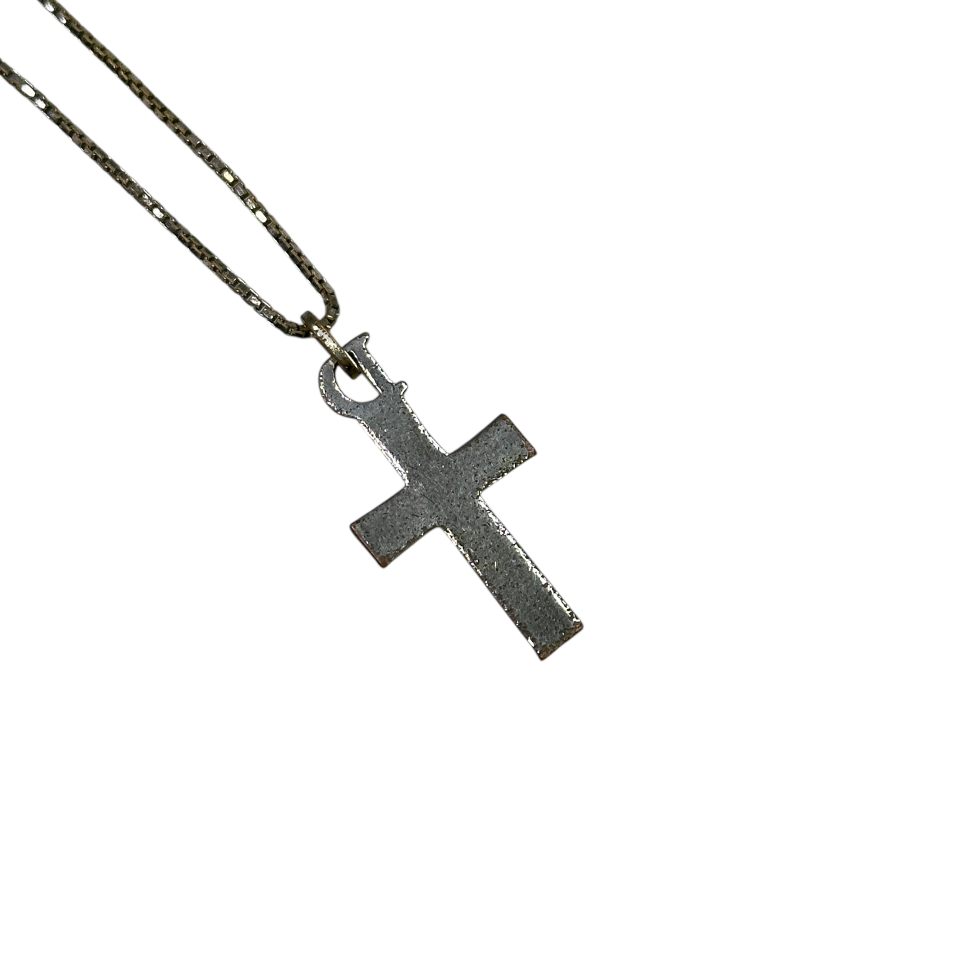 DIOR CRUCIFIX NECKLACE - BRASS (SILVER PLATED)