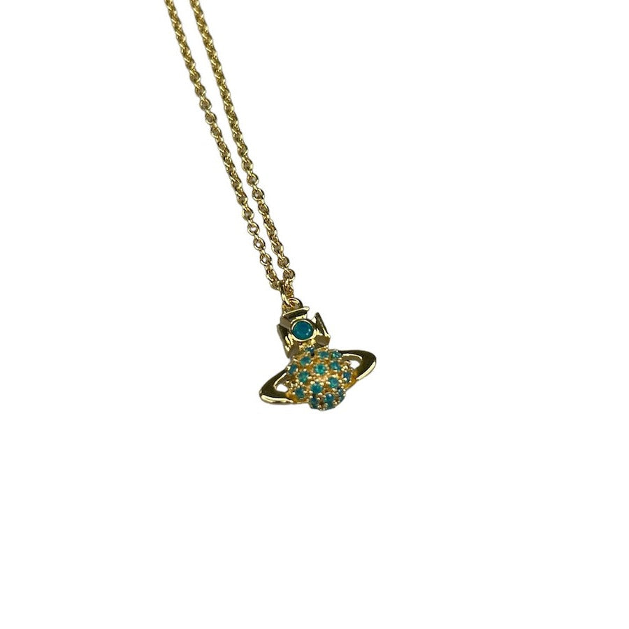 (NEW) VIVIENNE WESTWOOD MAYFAIR BAS RELIEF BLUE STONE NECKLACE