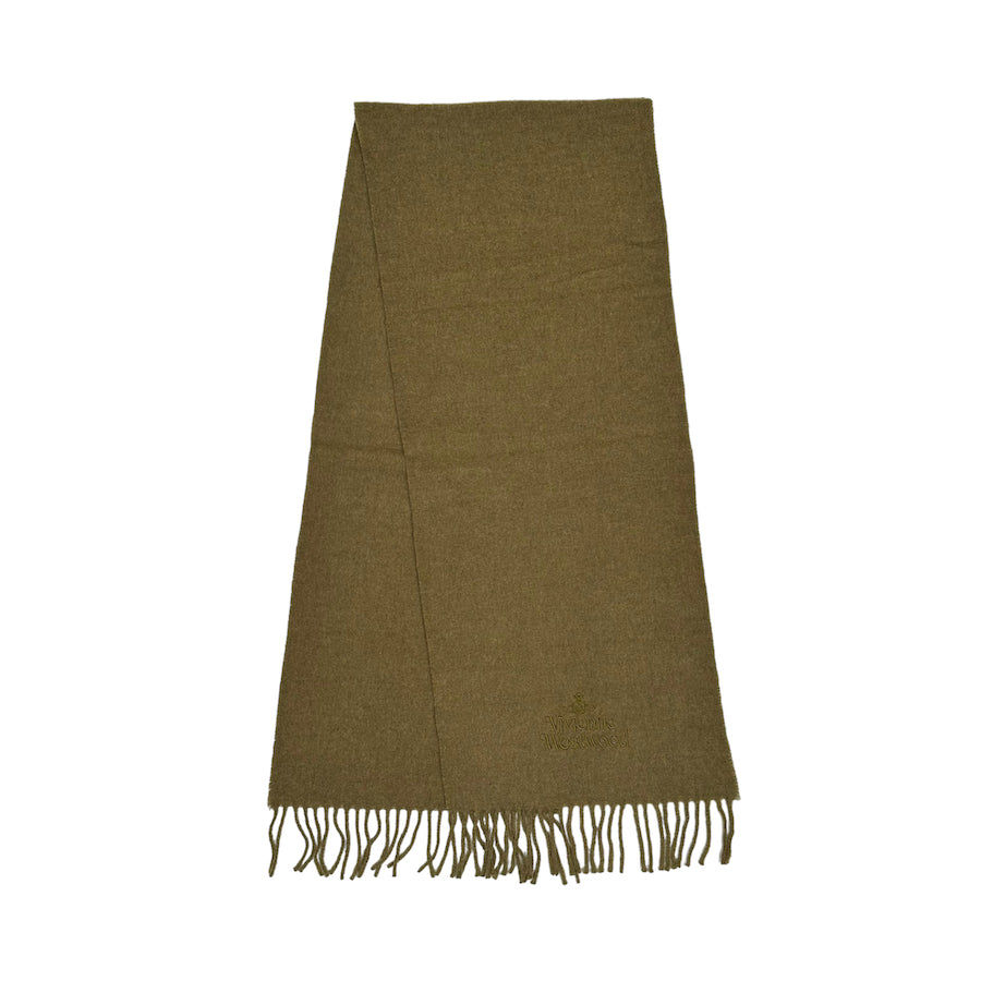 VIVIENNE WESTWOOD LOGO EMBROIDERED SCARF - KHAKI